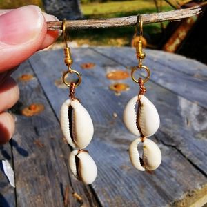 Artisan Made Cowrie Shell Dangling Earrings